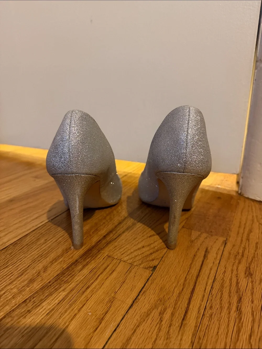 Kelly & Katie Silver Sparkle High Heels